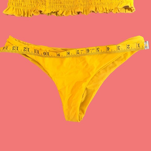 🌞 SHEIN Yellow Smocked Bandeau Bikini Set (Size M) - Picture 5 of 7